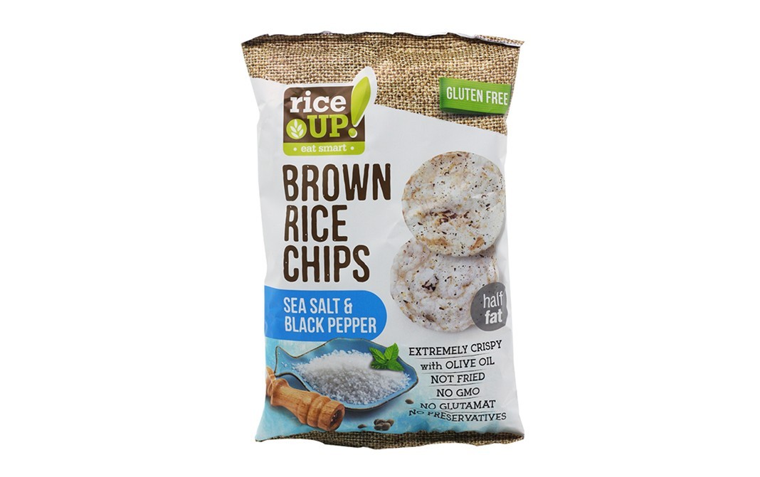 RiceUp Brown Rice Chips Sea Salt & Black Pepper   Pack  60 grams